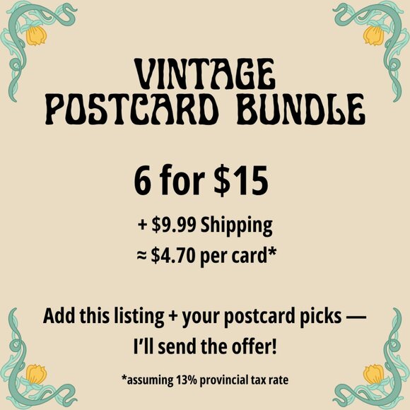Create Your Own Custom Vintage Postcard Bundle – 6 for $15 + $9.99 Shipping - Picture 1 of 1